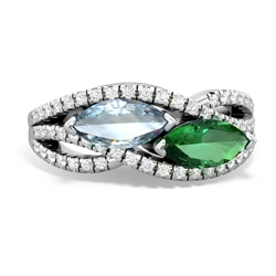 Aquamarine Diamond Rivers 14K White Gold ring R3070