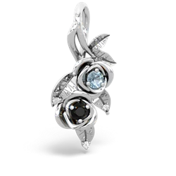 Aquamarine Rose Vine 14K White Gold pendant P5680