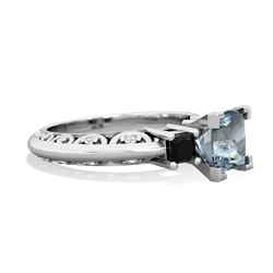 Aquamarine Eternal Embrace Engagement 14K White Gold ring C2001