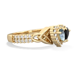 Aquamarine Celtic Knot Two Hearts As One 14K Yellow Gold ring R2644HRT