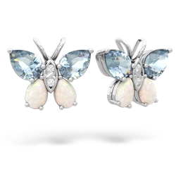 Aquamarine Butterfly 14K White Gold earrings E2215