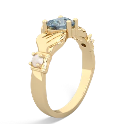 Aquamarine Claddagh Keepsake 14K Yellow Gold ring R5245