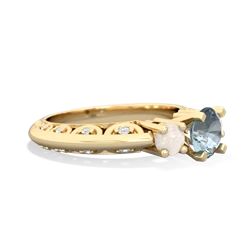 Aquamarine Art Deco Eternal Embrace Engagement 14K Yellow Gold ring C2003