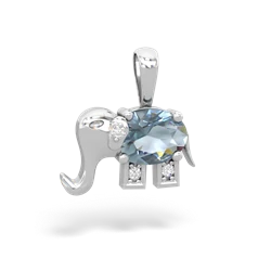 Aquamarine Elephant 14K White Gold pendant P2555