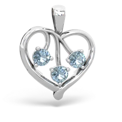 Aquamarine Glowing Heart 14K White Gold pendant P2233