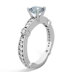 Aquamarine Sparkling Tiara 6Mm Round 14K White Gold ring R26296RD