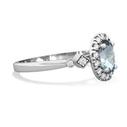 Aquamarine Antique-Style Halo 14K White Gold ring R5720