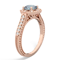 Aquamarine Art-Deco Starburst 14K Rose Gold ring R5520