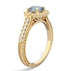 Aquamarine Art-Deco Starburst 14K Yellow Gold ring R5520