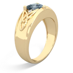 Aquamarine Celtic Trinity Knot Men's 14K Yellow Gold ring R0440