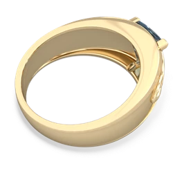 Aquamarine Celtic Trinity Knot Men's 14K Yellow Gold ring R0440