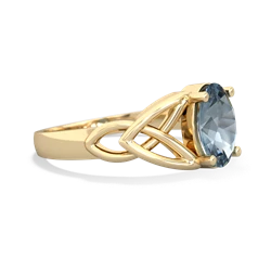 Aquamarine Celtic Trinity Knot 14K Yellow Gold ring R2389