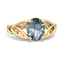 Aquamarine Celtic Trinity Knot 14K Yellow Gold ring R2389