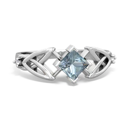 Aquamarine Celtic Knot Princess 14K White Gold ring R3349