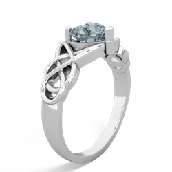 Aquamarine Claddagh Celtic Knot 14K White Gold ring R2367