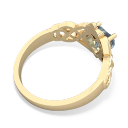 Aquamarine Claddagh Celtic Knot 14K Yellow Gold ring R2367
