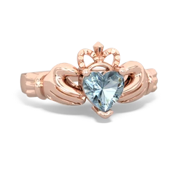 Aquamarine Claddagh 14K Rose Gold ring R2370