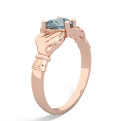 Aquamarine Claddagh Diamond Crown 14K Rose Gold ring R2372
