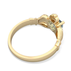 Aquamarine Claddagh Diamond Crown 14K Yellow Gold ring R2372