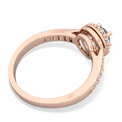 Aquamarine Diamond Halo 14K Rose Gold ring R5370