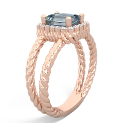Aquamarine Rope Split Band 14K Rose Gold ring R2628