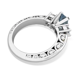 Aquamarine Art Deco Diamond 7X5 Emerald-Cut Engagement 14K White Gold ring R20017EM