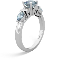 Aquamarine 6Mm Round Eternal Embrace Engagement 14K White Gold ring R2005