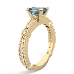Aquamarine Sparkling Tiara 7X5mm Emerald-Cut 14K Yellow Gold ring R26297EM