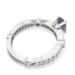 Aquamarine Sparkling Tiara 7X5mm Oval 14K White Gold ring R26297VL