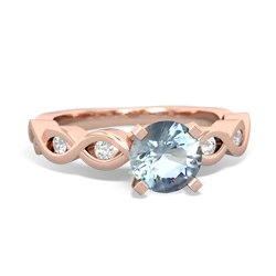 Aquamarine Infinity 6Mm Round Engagement 14K Rose Gold ring R26316RD