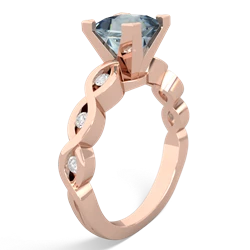 Aquamarine Infinity 6Mm Princess Engagement 14K Rose Gold ring R26316SQ