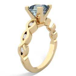 Aquamarine Infinity 6Mm Princess Engagement 14K Yellow Gold ring R26316SQ