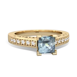 Aquamarine Art Deco Engagement 5Mm Square 14K Yellow Gold ring R26355SQ