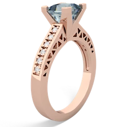 Aquamarine Art Deco Engagement 6Mm Princess 14K Rose Gold ring R26356SQ