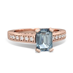 Aquamarine Art Deco Engagement 7X5mm Emerald-Cut 14K Rose Gold ring R26357EM