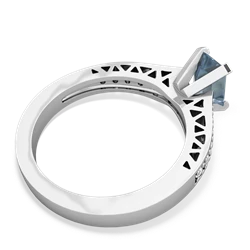 Aquamarine Art Deco Engagement 7X5mm Emerald-Cut 14K White Gold ring R26357EM