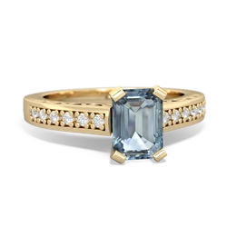 Aquamarine Art Deco Engagement 7X5mm Emerald-Cut 14K Yellow Gold ring R26357EM
