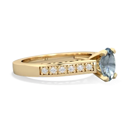 Aquamarine Art Deco Engagement 7X5mm Oval 14K Yellow Gold ring R26357VL