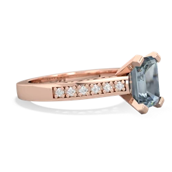 Aquamarine Art Deco Engagement 8X6mm Emerald-Cut 14K Rose Gold ring R26358EM