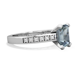 Aquamarine Art Deco Engagement 8X6mm Emerald-Cut 14K White Gold ring R26358EM