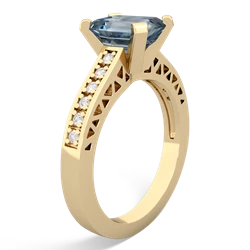 Aquamarine Art Deco Engagement 8X6mm Emerald-Cut 14K Yellow Gold ring R26358EM