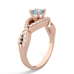Aquamarine Diamond Twist 5Mm Round Engagment  14K Rose Gold ring R26405RD