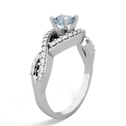Aquamarine Diamond Twist 5Mm Round Engagment  14K White Gold ring R26405RD
