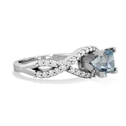 Aquamarine Diamond Twist 5Mm Square Engagment  14K White Gold ring R26405SQ
