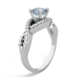 Aquamarine Diamond Twist 6Mm Round Engagment  14K White Gold ring R26406RD
