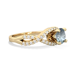 Aquamarine Diamond Twist 6Mm Round Engagment  14K Yellow Gold ring R26406RD