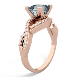 Aquamarine Diamond Twist 6Mm Princess Engagment  14K Rose Gold ring R26406SQ