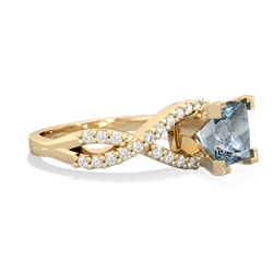 Aquamarine Diamond Twist 6Mm Princess Engagment  14K Yellow Gold ring R26406SQ