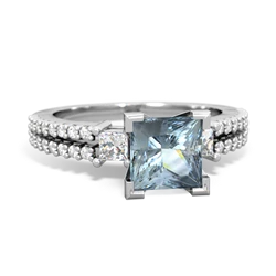Aquamarine Classic 6Mm Princess Engagement 14K White Gold ring R26436SQ