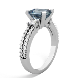 Aquamarine Classic 8X6mm Emerald-Cut Engagement 14K White Gold ring R26438EM